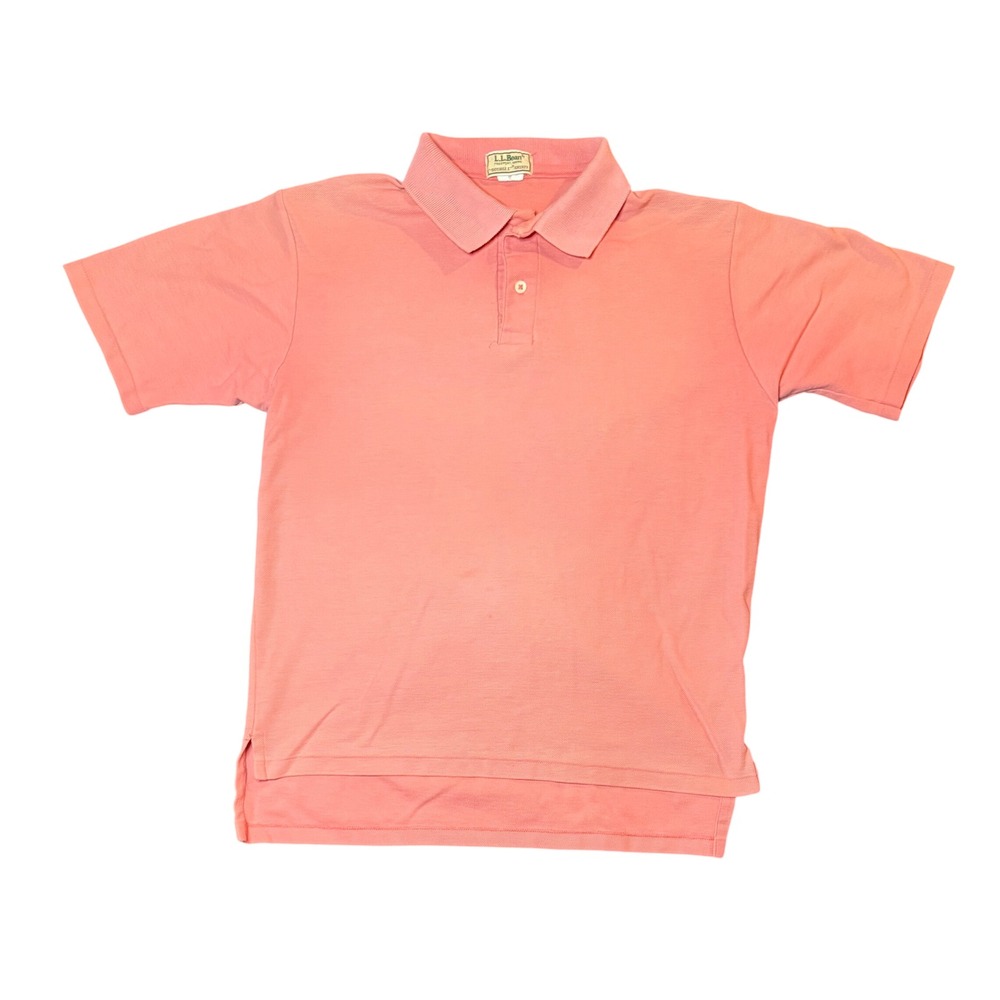 LL Bean Double L Polo Shirt Mens Medium Pink Short Sleeve Pique Cotton